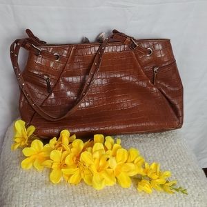 Croc leather embossed handbag
